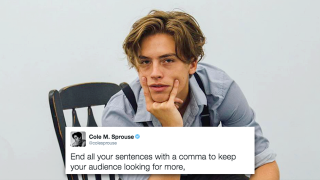 Life Changing Lessons From Cole Sprouse S Twitter In Popbuzz