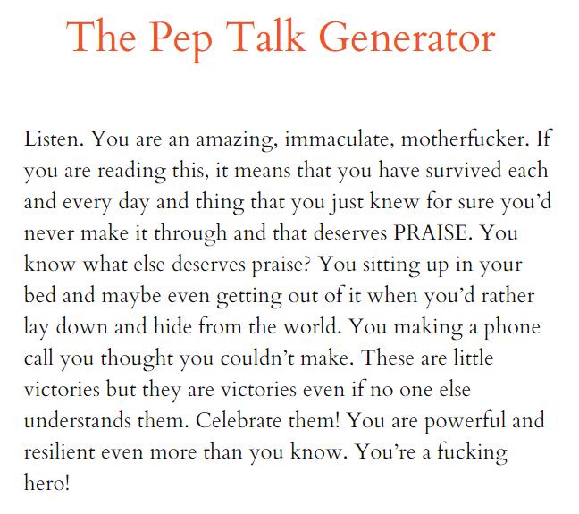 Pep talk generator