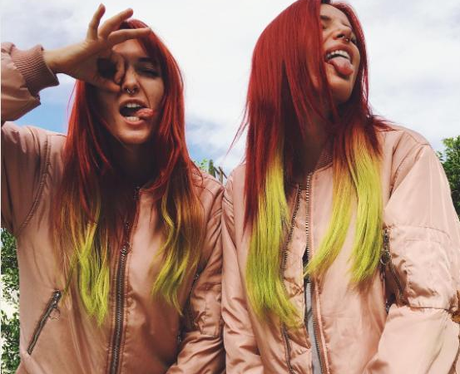 Bella Thorne Red Green Hair Extensions