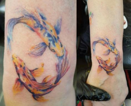 Colourful Pisces fish - 12 Dreamy Star Sign Tattoos That 