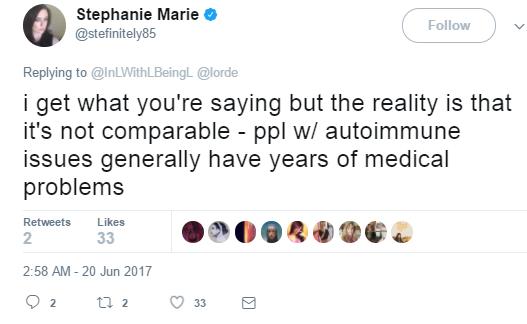 Lorde autoimmune tweet 