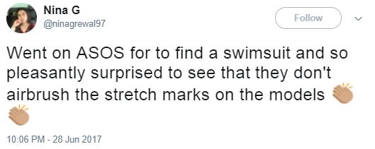 ASOS swimsuits tweet 