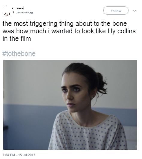 To The bone Lily Collins tweet 