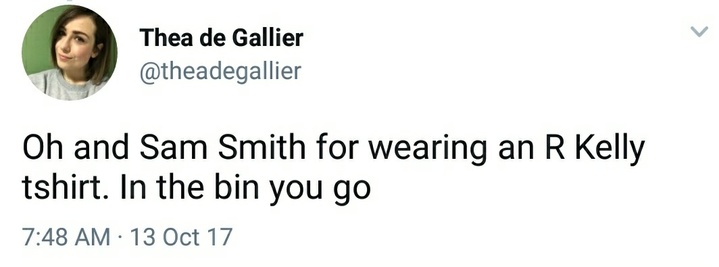 Sam Smith shirt reaction 